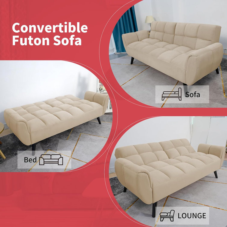 Oliver Convertible Futon Sofabed Linen Sleeper Couch 74.41
